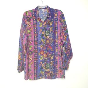 Vintage Express Floral Button Down Shirt Size Large/3